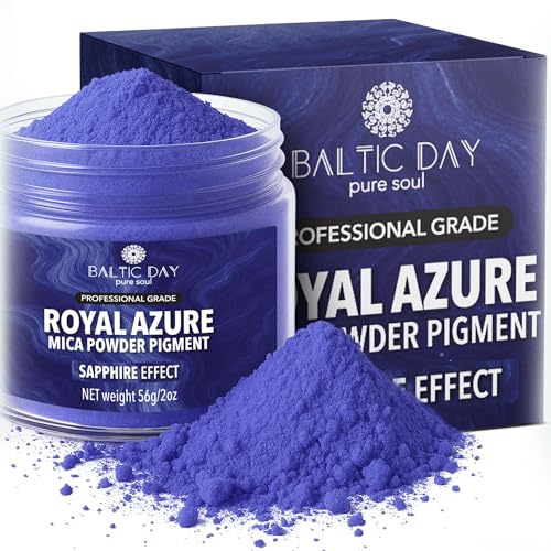 BALTIC DAY Royal Azure Blue Mica Powder 2 oz (56g) – Shimmering Blue Pigment for Epoxy Resin, Soap Making, Candle Dye, Slime, Nail Art, Bath Bombs, Acrylic Pouring & Crafts - color: Royal Azure