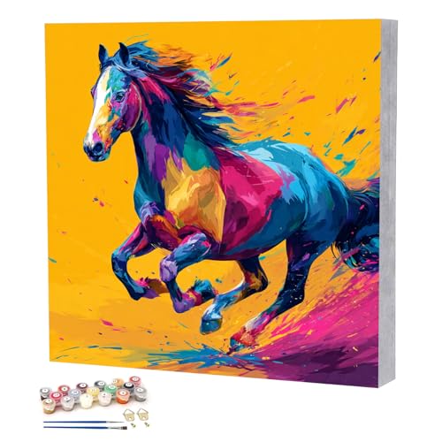 TBAIRO Framed Paint by Numbers Kit for Adults Beginner Horse DIY Painting Kits for Kids Ages 8-12 Animals Easy Adult Paint by Number Kits on Canvas for Wall Art Decor 8x8 Inch - color: Horse