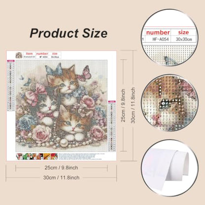 hill froeistung 5D Colorful Cat Diamond Art Painting Kits for Adults | Butterfly,Flower Diamond Art for Beginners, DIY Full Drill Animals Diamond Art Painting(12X12 inch) - color: HF-A054