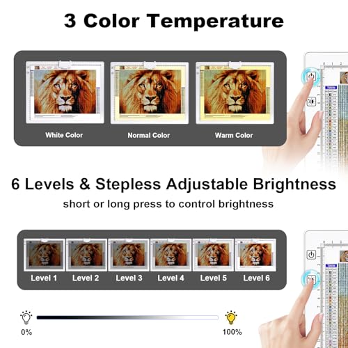 YINGWOND A3 Rechargeable LED Light Pad,Light Box for Tracing with Integrated Stand,3 Light Colors 6 Levels of Brightness and stepless dimming,Light Board for Diamond Painting,Drawing,Artists - style: Rechargeable-A3 White