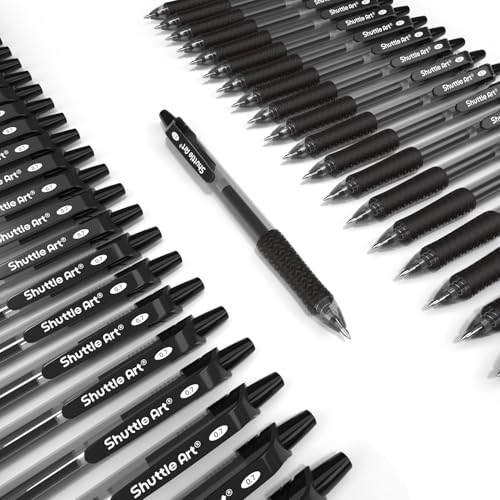 Shuttle Art Black Gel Pens, 36 Pack(18 Gel Pens with 18 Refills) Retractable Medium Point Rollerball Gel Ink Pens Smooth Writing with Comfortable Grip