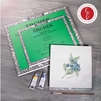 Arches Aquarelle Watercolor Block, Cold Pressed, 140lb/300gsm, 20 Sheet, 5.9x11.8 inch, Arches Watercolor Paper 100% Cotton
