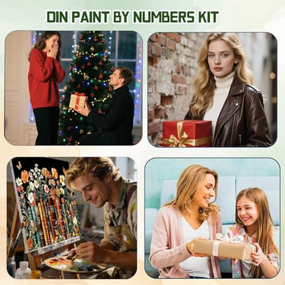 ICYANART Paint by Numbers Kit for Adults, Book Number Painting Canvas Kit | Book Paint by Number for Adults Beginners, Acrylic Fantasy Painting by Numbers, Book Number Painting 16x20 In - color: Books