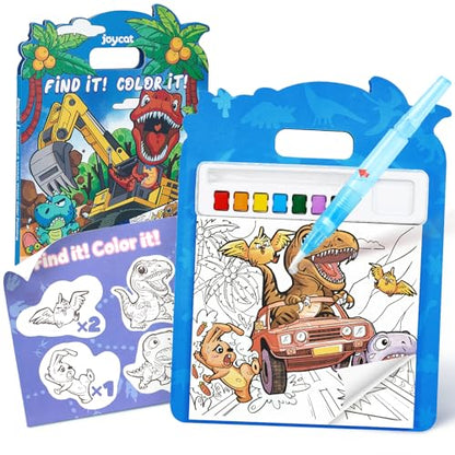 JoyCat Find & Color Paint with Water Coloring Books for Toddlers | Seek and Find Learning Activity, Dinosaur No Mess Arts & Crafts Kids Toys Ages 3-5 & 4-8, Birthday Gifts for Boys & Girls - style: Dinosaurs