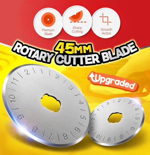 DIYSELF 45mm Rotary Cutter for Fabric, Fabric Cutter Rotary Tool, 5 Blades | Roller Cutter for Fabric with Ergonomic Handle, Safety Lock and Quick-Change Blades for Quilting, Sewing, Paper and Leather - color: Red