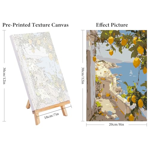 4 Pack Framed Paint by Numbers Kit for Adults Lemon Tree with Wooden Easel - color: FOP4P-06