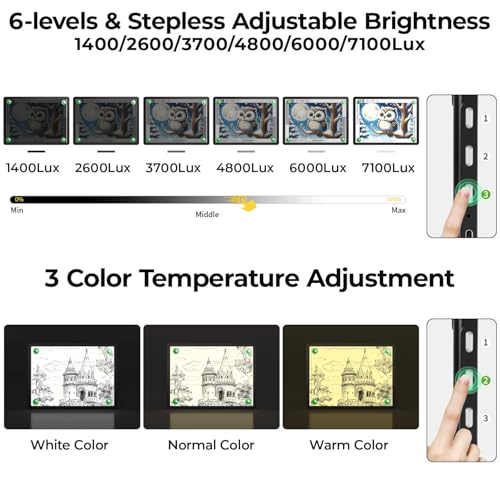 Zocelight Rechargeable A4 Light Pad with Built-in Stand,Super Bright Magnetic Light Table with Physical Buttons,Wireless Light Box for Tracing, Light Board for Diamond Painting,Sketching Weeding Vinyl - size: A4 with Stand