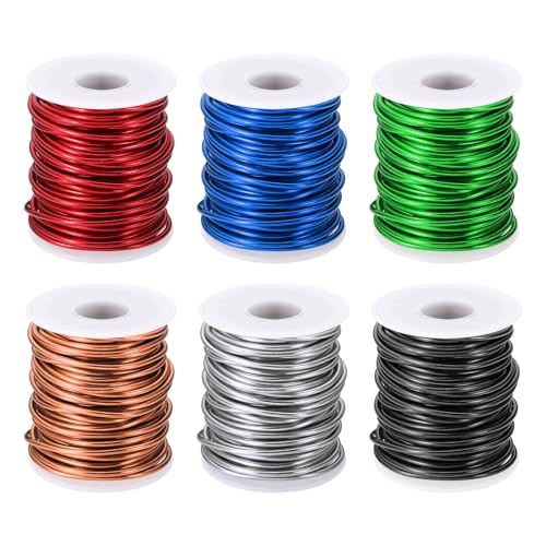 PATIKIL 10 Gauge 2.5 mm Aluminum Craft Wire, 49.2 Ft Metal Wire 6 Roll Armature Bendable Wire for Jewelry Making Metal Wrap DIY, Black/Silver/Rose Gold/Red/Sapphire Blue/Green - color: Black/Silver/Rose Gold/Red/Sapphire Blue/Green, size: 10 Gauge