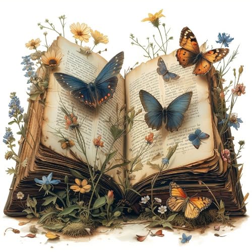 TCDZMYGS Book Diamond Art Kits for Adults,5D Butterfly Diamond Painting Kits for Adults Beginner,DIY Round Full Drill Gem Crystal Art,Adults Paint by Diamonds Dots for Home Wall Decor 13.8x13.8 inch - color: diamond art-book-0108