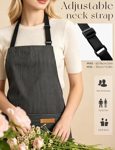 2 Pack Kitchen Cooking Aprons, Soft Aprons for Women Men with 2 Pockets Chef Apron with Adjustable Neck Strap and Long Tie - color: Pink/Black