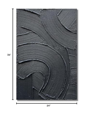Art 36x24 inch Hand-Painted Black Texture Art Oil Painting Modern Abstract Art Home Wall Decoration Painting - color: Yi098