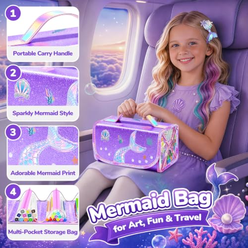 DreamyCandy 70 Pcs Washable Markers Set for Kids 4-8, Mermaid Art Set Gifts - color: Purple Mermaid