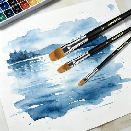 Filbert Paint Brush Comb Set, 5PCS Professional Synthetic Grainer Brushes for Unique Texture Painting Perfect for Acrylic, Oil, Watercolor and Gouache Paint