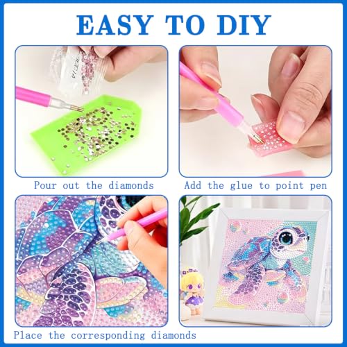 CCGUNANMAOYICC 4 Pieces Diamond Painting Kits for Adults – 5D Full Round Drill Crystal Gem Art with Cute Animal Patterns, Arts and Crafts for Beginners & Seniors, Ideal Gift for Home Wall Decor