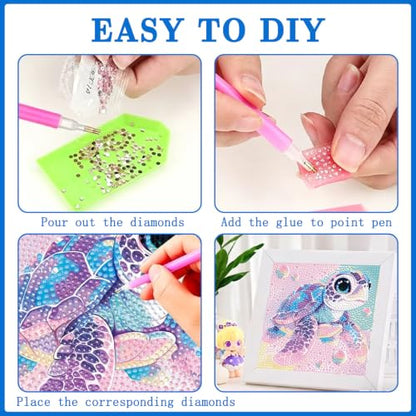 CCGUNANMAOYICC 4 Pieces Diamond Painting Kits for Adults – 5D Full Round Drill Crystal Gem Art with Cute Animal Patterns, Arts and Crafts for Beginners & Seniors, Ideal Gift for Home Wall Decor
