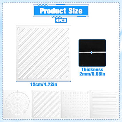 Acrylic Sashiko Stencil 4 Pcs Dots Lines Arcs Slashes 4.7 x 4.7 Inch