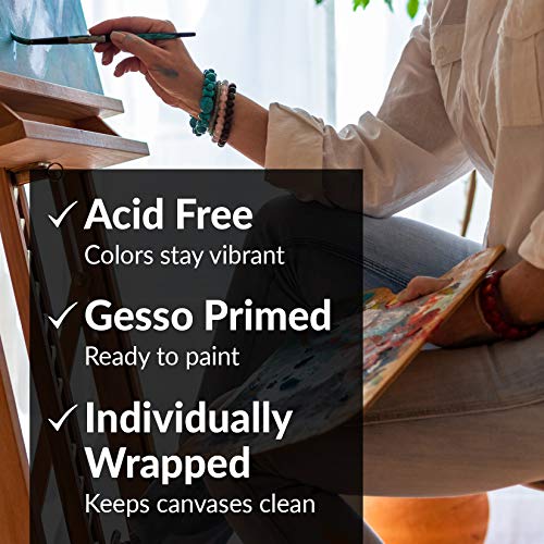 HIPPIE CRAFTER 10 Pack Stretched Canvases for Painting, 9x12 Blank Rectangle Canvas Boards, Ideal with Acrylic, Oil & Mixed Media Art, Small Art Canvases, Perfect Supplies for Bulk Projects - size: 9x12