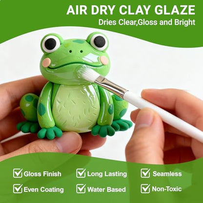 SEVENWELL Clay Glaze, High Gloss Sealer for Air Dry & Polymer Clay | Diamond-Like Gloss, Waterproof Finish, Non-Yellowing, Brush Included, Easy for Beginners