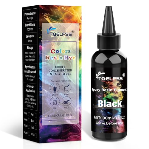 Black Epoxy Pigment - 3.4 fl oz/100 ml Highly Concentrated Black Resin dye for Resin Art, Jewelry, Coasters, Painting, DIY Art,Colorant for Jewelry Making - color: Black