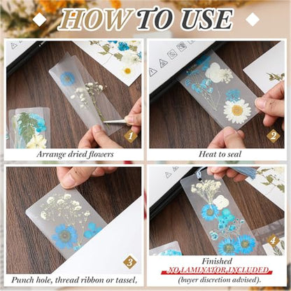 Fuyoooo 376 Pcs Pressed Flower Bookmark Kit,Blue,2 x 6 Inch - color: Blue, size: 2 x 6 Inch