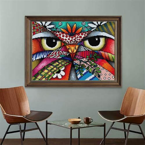 JOYSEWING Cross Stitch Kits Classic Series Stamped Embroidery Starter Sets for Beginners Modern Style DIY Home Decoration 11CT 3 Strands - Printed (Eagle（11CT) 19.69×14.96 inches - color: Eagle（Printed)19.69×14.96inches