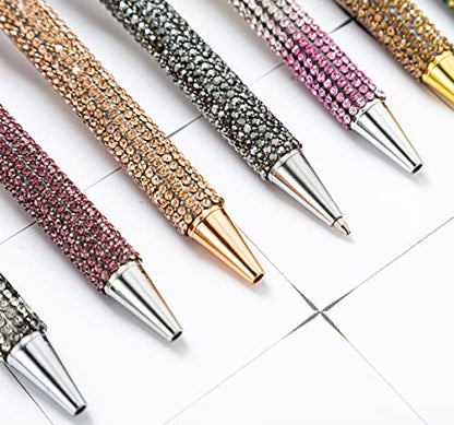 Gullor Click Ballpoint Pens, Diamond-encrusted Ball Pens, Black Ink Medium Point 1mm, for Office Supplies Gift Wedding Birthday - color: Pink, style: 10 Pieces