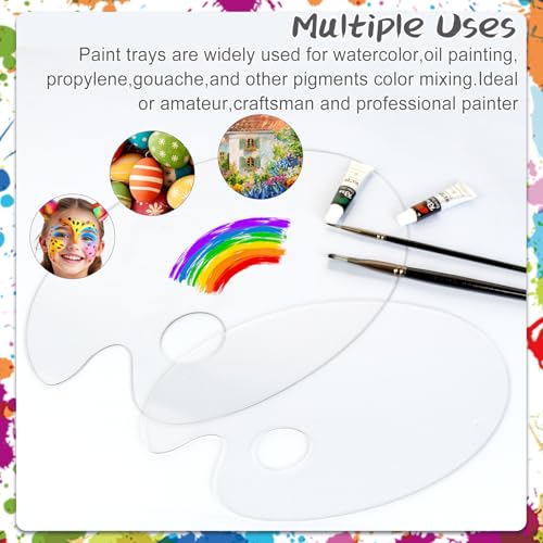 2Pcs Acrylic Clear Paint Palette with Thumb Hole,11.8 x 7.9+9.8 x 5.9In | Paint Pallet for Adults,Easy Clean Non-Stick Artist Pallet for Oil Watercolor Craft DIY Art Painting Palette - color: Clear-11.8*7.9+9.8*5.9inch