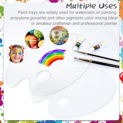 2Pcs Acrylic Clear Paint Palette with Thumb Hole,11.8 x 7.9+9.8 x 5.9In | Paint Pallet for Adults,Easy Clean Non-Stick Artist Pallet for Oil Watercolor Craft DIY Art Painting Palette - color: Clear-11.8*7.9+9.8*5.9inch