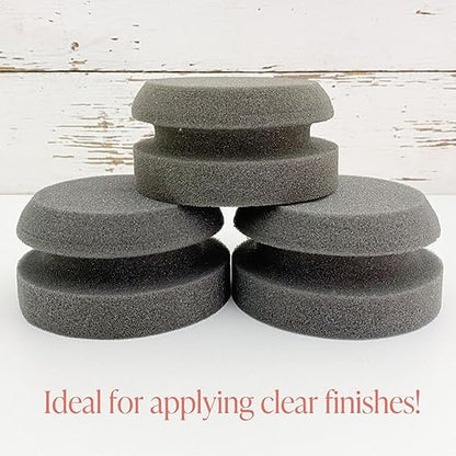 Chalk Style Painting Sponges - Set of 3-4” Round Reusable Handheld Sponge for Smooth Furniture Paint & Top Coat Application with No Brush Strokes - Washable Multi-Use Paint Applicator