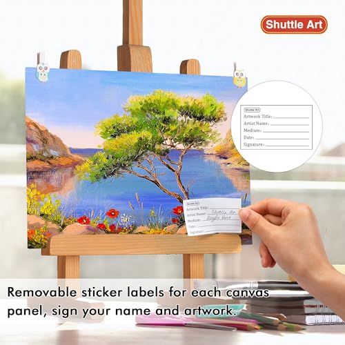 Shuttle Art Canvas Painting Kit 50-Pack, 28 Multi-Size Canvas for Painting & 22 Art Tools (Brushes, Palette, Painting Knives), Ideal Art Supplies for Acrylic Oil Gouache Painting