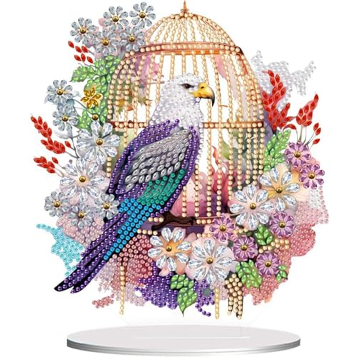 ACSAUMMY 5D Diamond Art Kits for Adults, Diamond Art Painting Desktop DIY Diamond Art Tabletop Parrot Diamond Arts and Crafts for Kids Adults Stand Up Gem Painting Kit for Decoration - color: Parrot