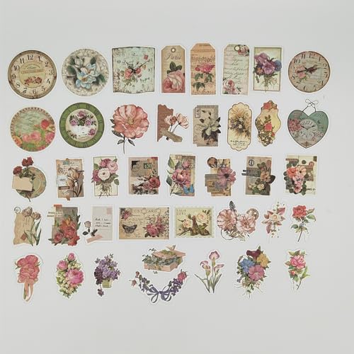 100 Pieces Vintage Scrapbook Supplies Ephemera Pack for Junk Journal Planners Scrapbooking Paper Stickers for Art Aesthetic Journaling Kit Collage Decoupage Album (Flower)