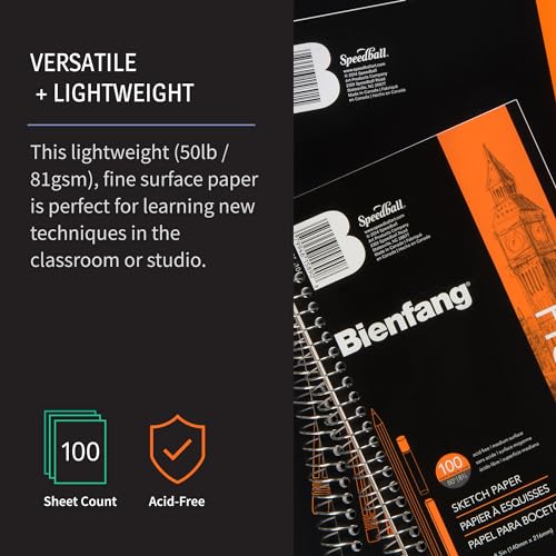 Bienfang Sketch Pad 11x14 Inch, 100 Sheets of 60lb 90gsm Art Paper, Spiral Bound Sketch Book Drawing Notebook - size: 11 by 14-Inch
