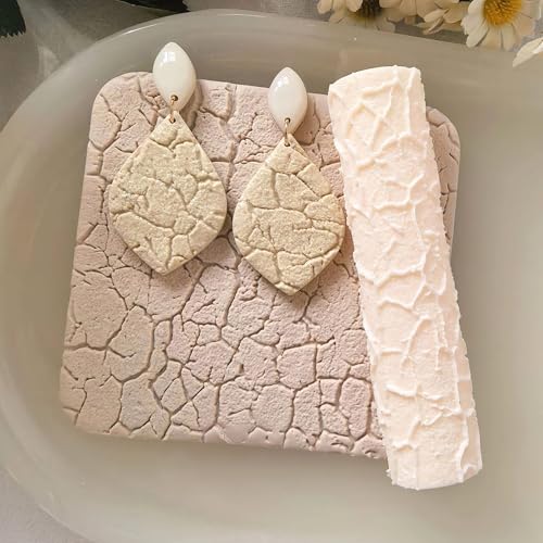 Polymer Clay Texture Roller Work with Polymer Clay Cutters for DIY Earrings Jewelry Making Craft Supplies (Texture A)
