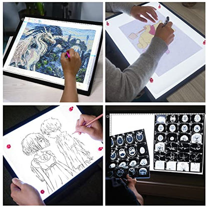 A3 LED Light Board, A3 Tracing Light Box, Magnetic Light Pad, Light Table for Tracing, LED Copy Board, Sketch Pad with Dimmable Brightness, Magnetic and Storage Bag. - style: A3