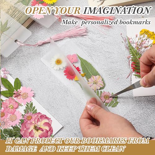 Fuyoooo 376 Pcs Pressed Flower Bookmark Kit,Pink,2 x 8 Inch - color: Pink, size: 2 x 8 Inch