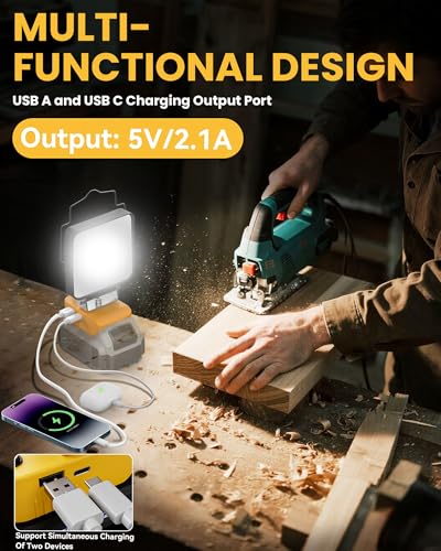 2PCS LED Work Light Compatible with DeWALT 20V Battery,112W 11200LM,Tool Only - color: 70W 2PCS