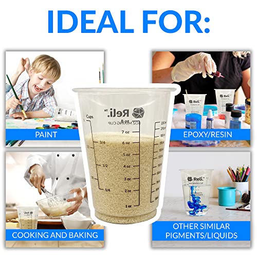 Reli. 8 oz Paint Mixing Cup (120 Pcs) | Resin Mixing | Disposable Measuring Cups / Clear Plastic Mixing Cup | Use for Paint, Epoxy, Resin, Pigments (8oz)