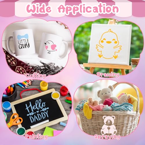 100 Pcs Small Stencils for Crafts, 2 Inch Reusable Cute Stencils for Painting on Wood DIY Craft for Drawing Templates Wall Home Decor Canvas Fabric (Baby Shower) - style: Baby Shower
