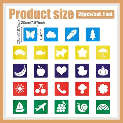 CUTHOLLOW Animals Fruit Plant Stencils, 24PCS 8-Inch Reusable Plastic | 24PCS 8-Inch Animals, Fruit & Plant Shapes, Reusable Washable Plastic, Painting, Crafts, Wall Art & Sidewalk Chalk - style: 24pcs-Animal&Fruit&Plant