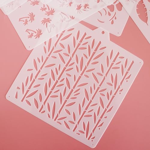 16 Pcs 5.5x5.5in Cookie Stencil Baking Stencils for Royal Icing Cookies, Airbrush Cookies; Sugar Cookie Stencils,Craft Painting Stencil, Stencil Genie Stencils (Leaves) - style: Leaves
