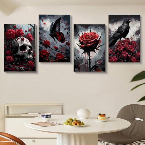 Gemozaic 4 Pack Gothic Paint by Numbers Kit for Adults with Frame & Easel - color: BKH2790-BKH2793