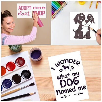 Keluna Love Dog Paw Trail Stencils - 18 Pack Reusable Stencils for Painting on Wood, Home Furniture Decor, DIY Crafts, Scrapbook, Canvas - style: dog paws