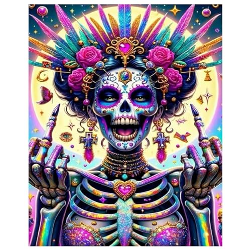Skull Paint by Numbers Kit for Adults, Adult Paint by Number Kits 16x20 in | Paint by Numbers Kit for Adults, Acrylic Painting by Numbers, DIY Arts and Crafts for Gifts or Home Decor - color: Skeleton
