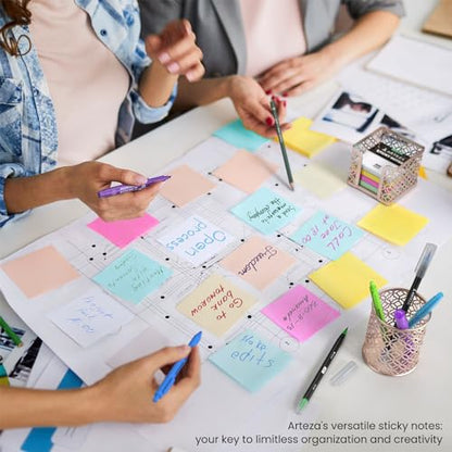 ARTEZA Sticky Notes 3x3 inches, 48 Sticky Pads, Bulk Sticky Note Pads, Assorted Multicolor Self-Adhesive Notes