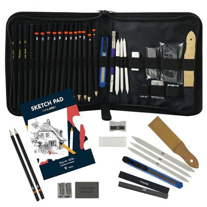 Tavolozza Drawing Art Pencils Set, 34 Pack Professional Drawing and Sketch Pencil Set in Soft-Sided Art Portfolio Storage Bags for Kids, Teens and Adults. - size: 34 Piece Set