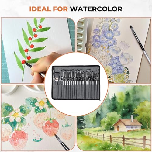 24Pcs Paintbrushes Kit Acrylic Oil Painting Flat Angle Tip