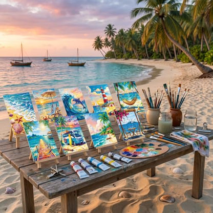 Sherr 12 Pcs Pre Drawn Canvas for Adults,Coastal Scenery,8 x 10 Inch | Pre Printed Canvas, Sip and Paint Party Canvas Painting Kit, for Holiday Painting Crafts Favor - size: 8 x 10 Inch, style: Coastal Scenery