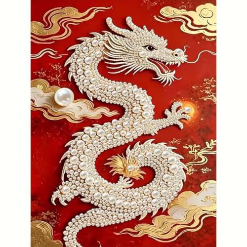 Dragon Pearl 3D Diamond Painting Kit Crafts for Adults,DIY Diamond Art Kis | 5D Diamond Art Kits For Adults,Animals Dragon Pearl Diamond Dots For Adults Living Room Home Wall Decor - color: DZ922
