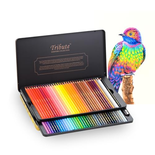 72 Colored Pencils Set for Adults Coloring, Professional Oil Based Art Pencils with 4.0mm Thick Soft Core up to 10 layers of blending, Artist Drawing Pencils in Masterpiece Gift Box - style: 72 Count